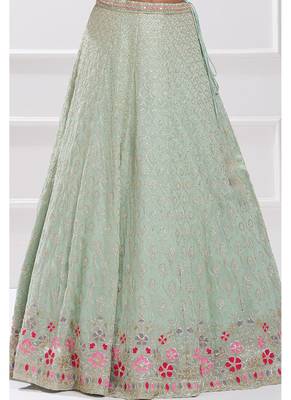 Pista Green Georgette Embroidered Lehenga Choli With Dupatta  4