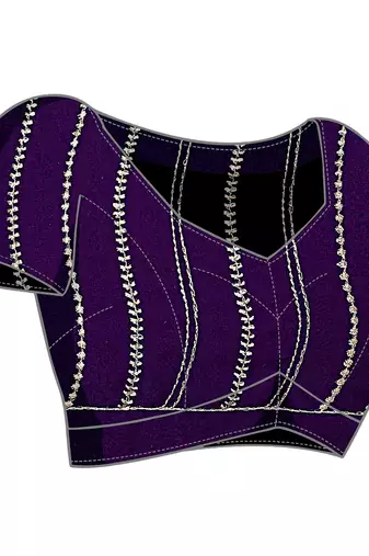 Purple Embellished::Embroidered Georgette Saree With Blouse Piece
