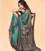 Rama Color Block::Printed Chiffon Saree With Blouse Piece
