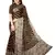 Coffee   Printed Chevron Chiffon Saree With Blouse Piece
