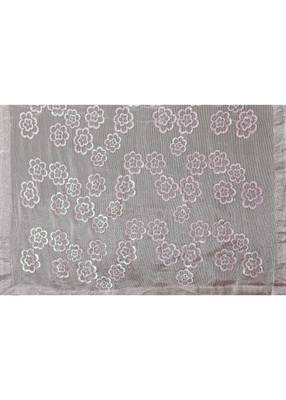 Grey Self Design Chiffon Saree With Blouse Piece 5