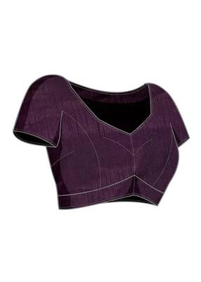 Purple Embellished Tissue Saree With Blouse Piece 4