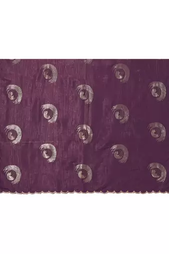 Purple Embellished Tissue Saree With Blouse Piece