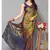 Royal Blue  Printed Forest Chiffon Saree With Blouse Piece