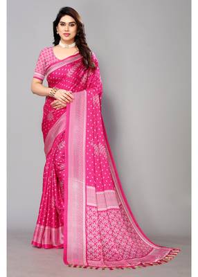 Maharani  Printed Moss Chiffon Saree With Blouse Piece 1