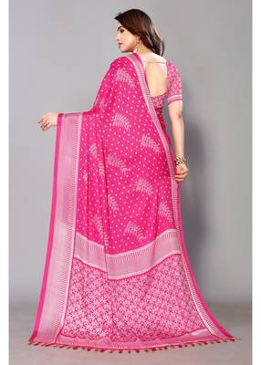 Maharani  Printed Moss Chiffon Saree With Blouse Piece 3