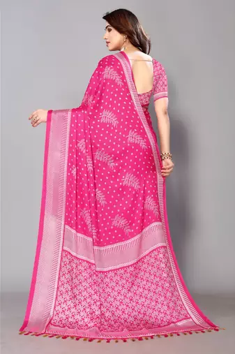 Maharani  Printed Moss Chiffon Saree With Blouse Piece