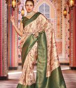 Green::Multicolour Printed Silk Blend Saree With Blouse Piece