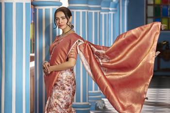 Mauve::Multicolour Printed Silk Blend Saree With Blouse Piece 5