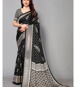 Black  Printed Moss Chiffon Saree With Blouse Piece
