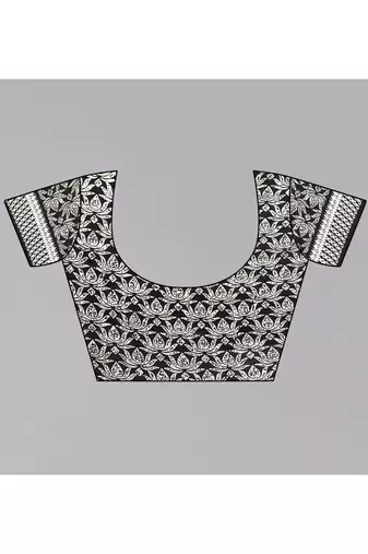 Black  Printed Moss Chiffon Saree With Blouse Piece