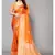 Orange Printed Moss Chiffon Saree With Blouse Piece