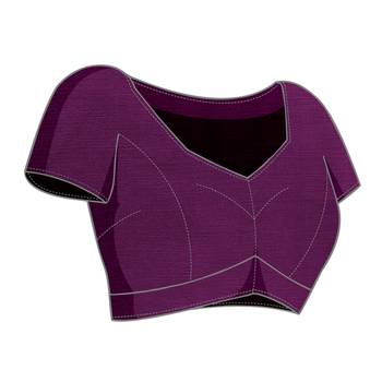 Purple Embroidered Chiffon Saree With Blouse Piece 2
