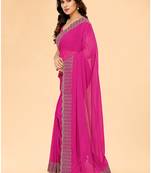 Pink Embellished Georgette Saree With Blouse Piece