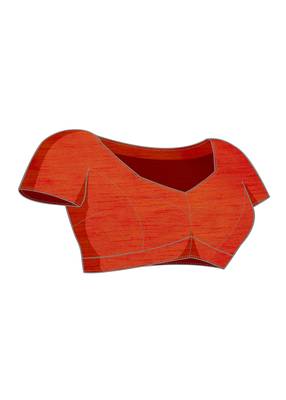 Orange Embroidered Net Saree With Blouse Piece 4