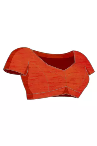 Orange Embroidered Net Saree With Blouse Piece