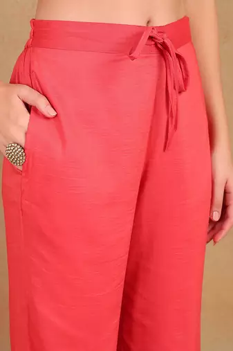 women silk blend embroidered ethnic kurta palazzo with dupatta