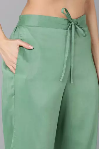women silk blend embroidered kurta palazzos with dupatta