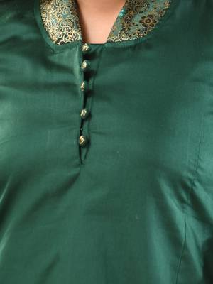 Green satin solid straight kurta set 4