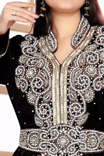 Black Georgette Zari Work Kaftan
