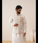 Multicolor thread embroidered waistcoat kurta set