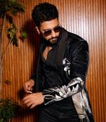 Black velvet embroidered tuxedo