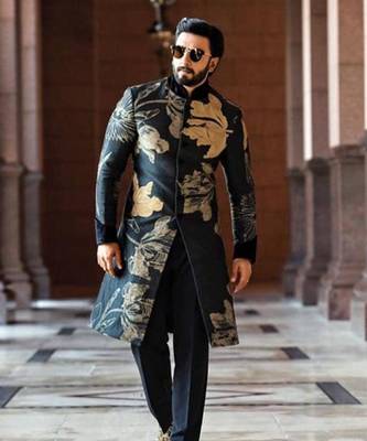 Black embroidered sherwani 1