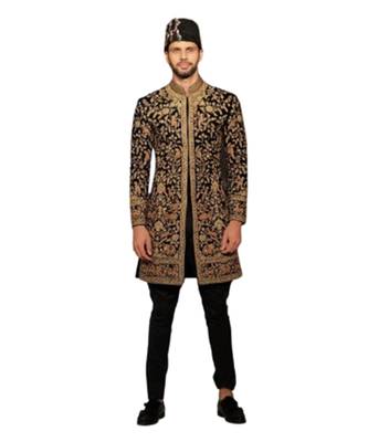 Black embroidered sherwani 3