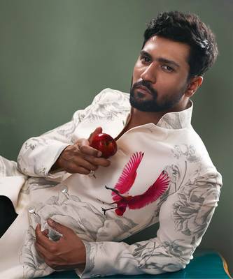 Ivory matka silk digital print floral bandhgala 1
