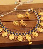 Designer gold plated kempu temple necklace set