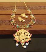 Designer gold plated temple necklace set