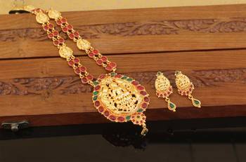 Designer gold plated temple necklace set 1