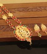 Designer gold plated temple necklace set