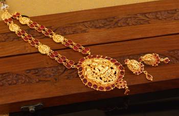 Designer gold plated temple necklace set 1