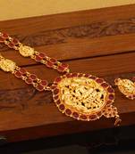 Designer gold plated temple necklace set