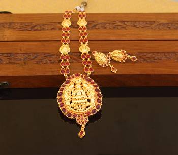 Designer gold plated temple necklace set 2