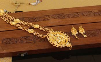 Designer gold plated temple necklace set 4