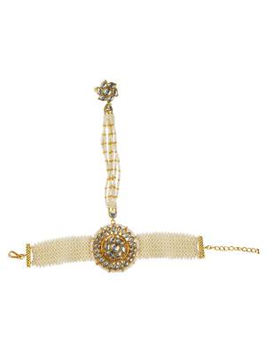Rajasthani kundan pearl haathphool bracelet 1
