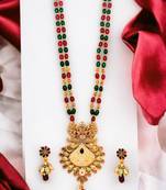 Meenakari marvel gold plated beaded long necklace set
