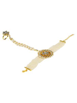 Rajasthani kundan pearl haathphool bracelet 2