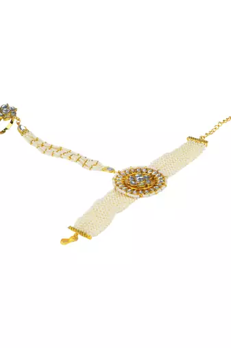 Rajasthani kundan pearl haathphool bracelet