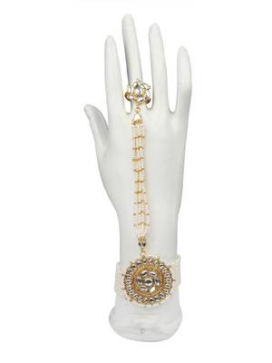 Rajasthani kundan pearl haathphool bracelet 3