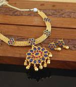 Designer gold plated kempu necklace set