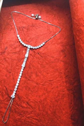 Silver plated cz stone ring bracelet