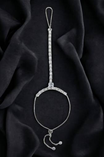 Silver plated baguette stone ring bracelet