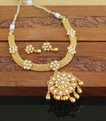 Designer gold plated pearl necklace set