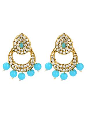 Gold plated sky blue beads choker neckalce set 3