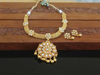 Designer gold plated pearl necklace set 2