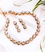 Gold plated tear drop kundan necklace set