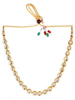 Gold plated tear drop kundan necklace set 3